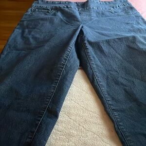 WOMANS CAPRIS BLUE JEANS WIDE WAISTBAND TIME & TFUE SIZE L